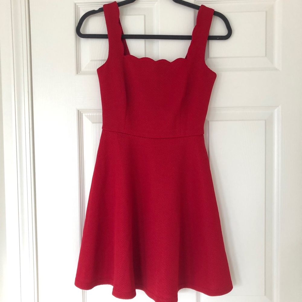 NWT Red Scalloped Minidress PERFECT for Holidays and Christmas!